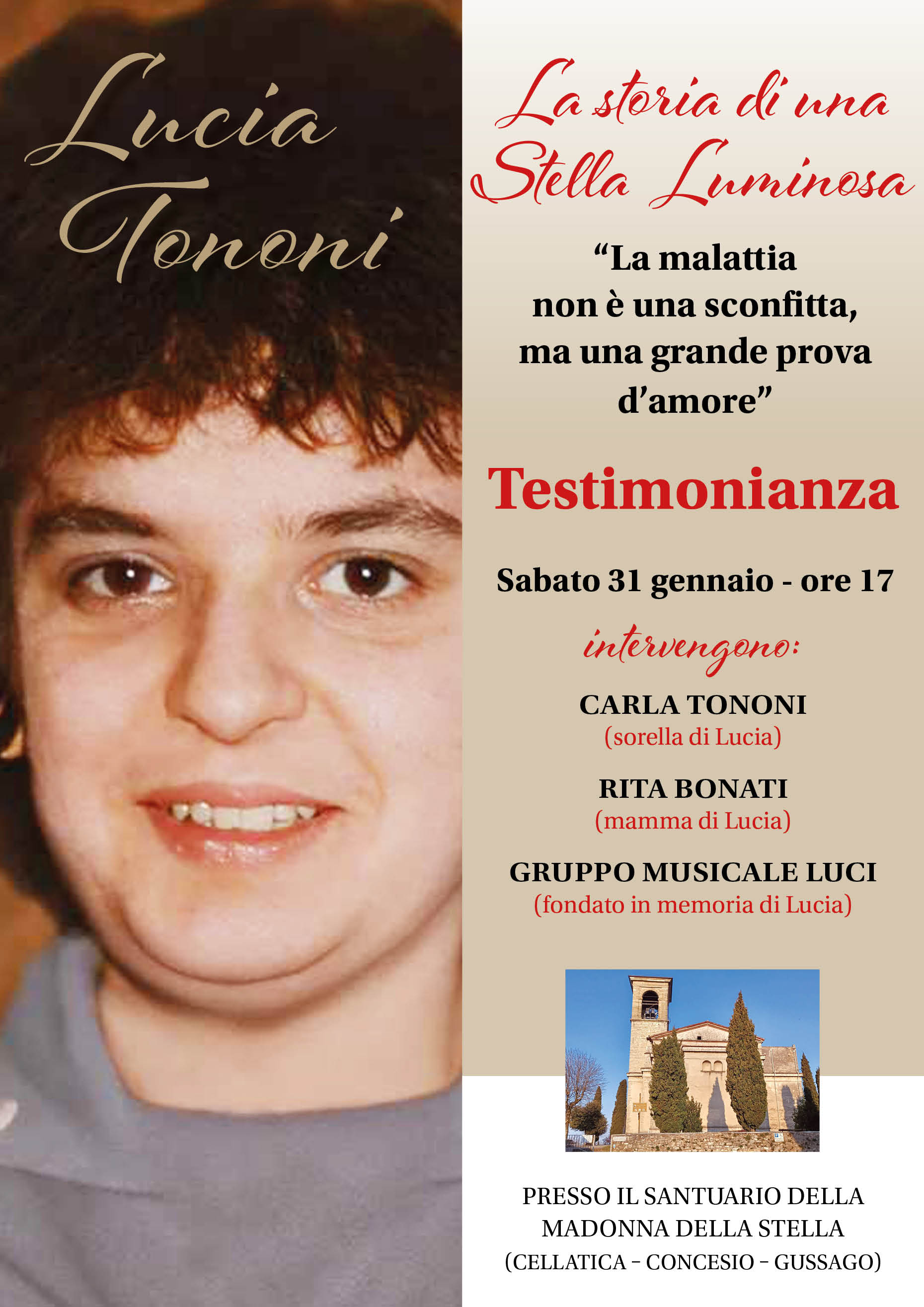 Locandina Testimonianza Lucia Tononi